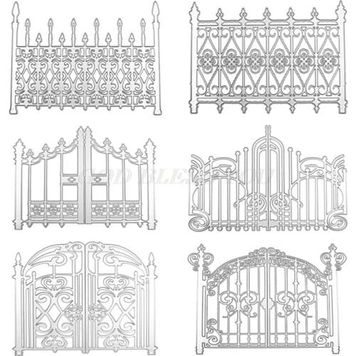 Fence Door Gate Metal Carbon Cutting Dies Stencil Scrapbooking DIY Album Stamp Paper Card Embossing Decor Craft Entrance Door