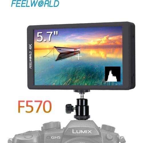 Feelworld F570 5.7 Inch 4K Ultra-thin Design HDMI Input/Output IPS Full HD 1920x1080 Camera Monitor with Histogram Focus Assist