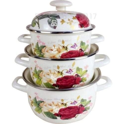Casserole set Enamel pot set ceramic cookware set 16cm 18cm 20cm enameled-cookware-set kitchenware