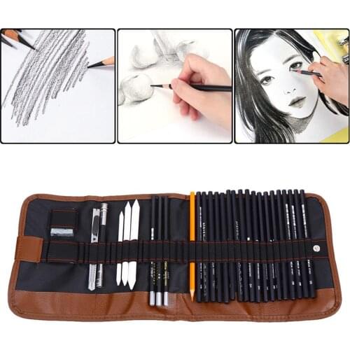 1 Set/30pcs Sketch Pencil Set Portable Sketch Supplies Professional Painting Tools Accessories for Home School