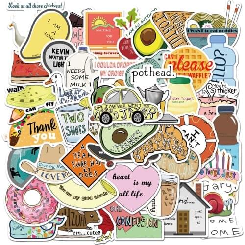 50PCS Vine Cartoon Animal Sticker Notebook Laptop Sticker Skateboard Suitcase Snowboard Guitar Decal For PS4 Computer Sticker