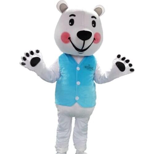 2020 New Cute Polar Bear Mascot Costume Suit Cosplay Adult Dress Clothing Halloween