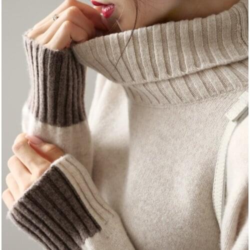 2020 winter new cashmere sweater womens solid color thick knit top oversize turtleneck wool pullover warm comfortable hot sale