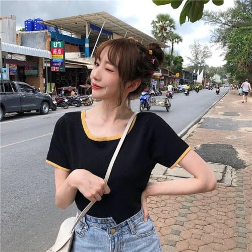 2021 New Summer Knitted Basic T-shirt Casual Women Skin-friendly Comfort Breathable Fashionable Female Elegant Short sleeve Top