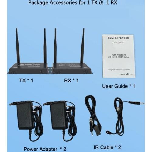 One pair 1080P Wireless HDMI Extender 200M with IR Support 1 sender to 4 receivers for TV PC Projector