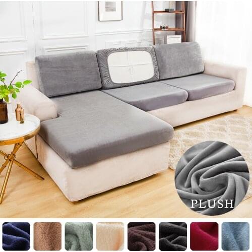 Plush Sofa Seat Cushion Cover Chair Cover Stretch Washable Removable Slipcover 1/2/3/4 Seat Polar Fleece Sofa Protector 1pc