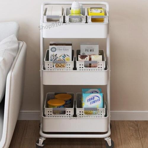 Shelf Floor To Floor Bedroom Kitchen Trolley Household Storage Rack Removable Bathroom Wheeled Cart Shelf
