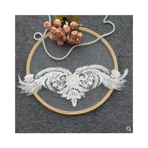 Luxury Beaded Series Collar flower Patch High Quality Rayon Material DIY Wedding Dress Neckline flower lace