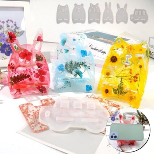 DIY Crystal Resin Phone Holder Mold Reusable Silicone Creative DIY Making Mould Decorating Handmade Epoxy Mould Craft Tools