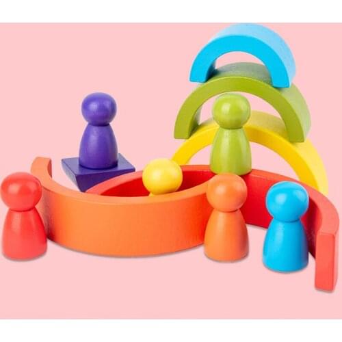 Silicone Rainbow Stacker Building Blocks Educational Baby Toys 1 Set Puzzle Montessori Rainbow Series Stacking Game Learning Toy