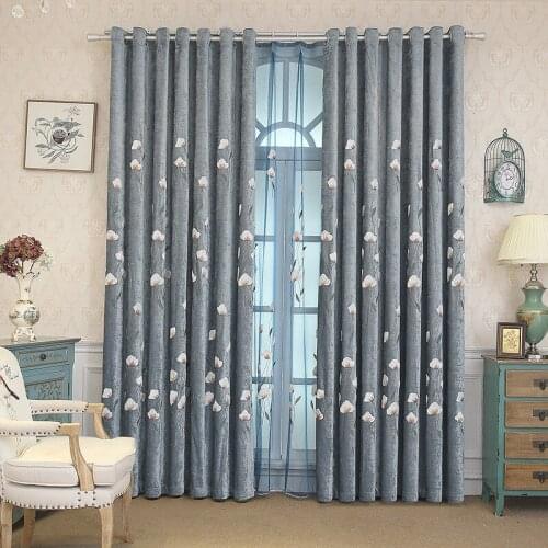 Modern Curtain Chenille Simple Small Fresh Pastoral Embroidery Shading Customization Curtains for Living Dining Room Bedroom
