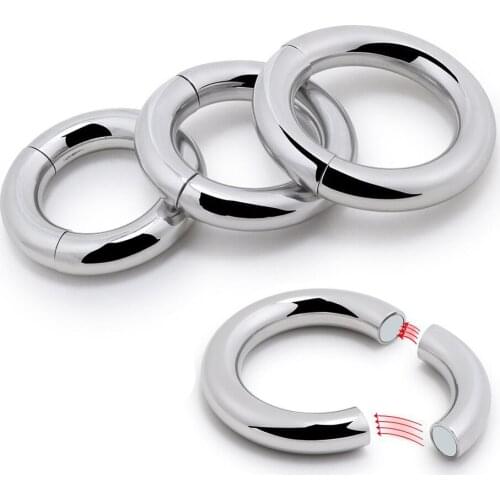 Stainless Steel Heavy Duty Magnetic Penis Ring Scrotum Stretcher Metal Penis Cock Lock Ring Delay Ejaculation Sex Toys for Men