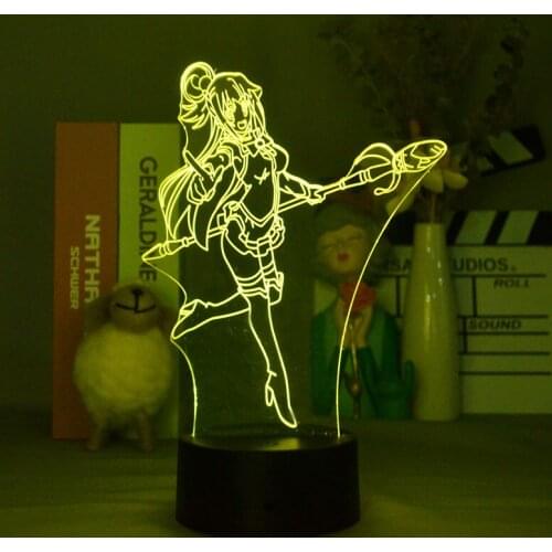 Smart 3D Night Light LED Plug In Anime Desk Lamp Acrylic Nightlight Kono Suba Aqua Bedroom Home Decoration Teenager Fans Gift