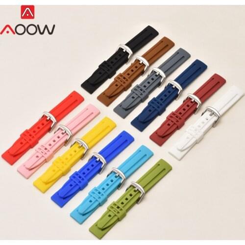 Universal 18mm 20mm 22mm 24mm Silicone Watchband Candy Color Soft Rubber Sport Waterproof Replacement Bracelet Band Strap Pink