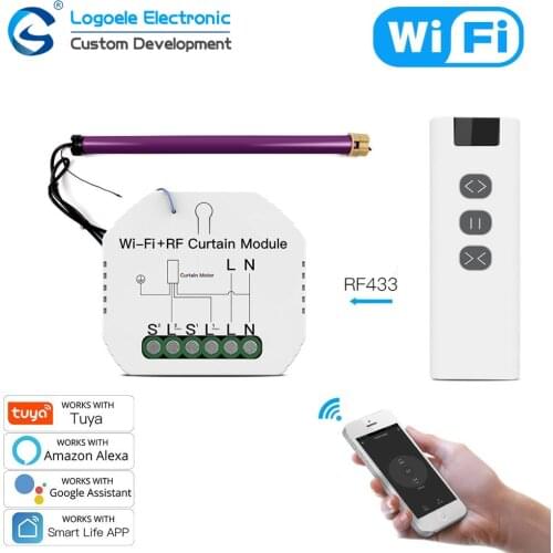 WiFi Smart Curtain Blinds Module Switch Roller Shutter Motor Tuya Wireless Remote Control Work with Alexa Google Home
