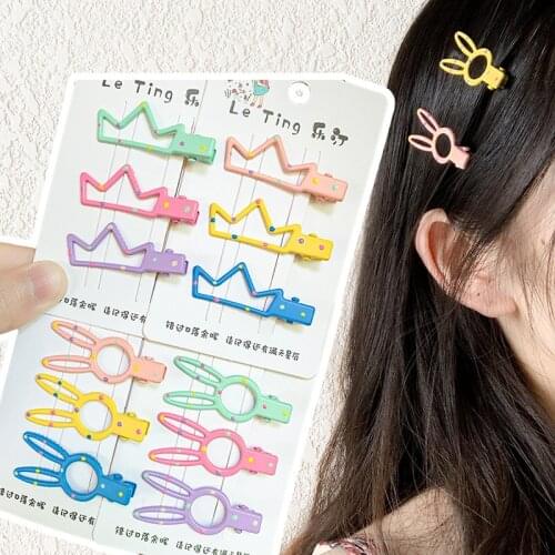 6pcs/lot New Girls Cute Colorful Crown Heart Geometric Alloy Hairpins Sweet Hair Clip Headband Barrette Fashion Hair Accessories
