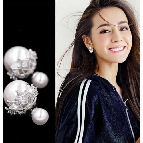 Womens Luxury Vintage Palace Style Stud Earrings Charming Red Beads Shiny Crystal Engagement Earring Piercing Jewelry Gifts