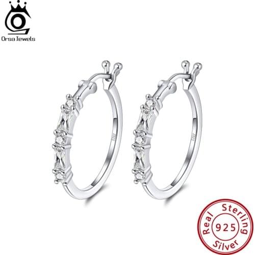 ORSA JEWELS Women Hoop Earrings Solid 925 Sterling Silver Small 23 MM Circle Earrings Silver Trendy Daily Wedding Jewelry SE240