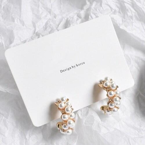 2020 New Vintage Japan Korean Hoop Earrings For Women Handmade Sweet Simulated Pearl Circle Jewelry Pendientes Gifts