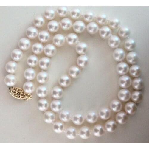 14k/20 yellow gold CLASSIC NATURAL8-9mm WHITE SOUTH SEA PEARL NECKLACE 18 inch