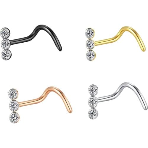 20g Nose Rings Studs Nose Screw Surgical Stainless Steel Nose Rings Hoop Diamond Heart Hypoallergenic Nostril Nose Piercing
