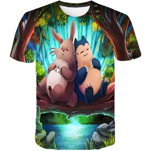 2021 Totoro Kids T-shirt Summer 3D Baby Pokemon Girls Clothes Ghibli Camisetas Cute Cartoon Anime T Shirt Tops