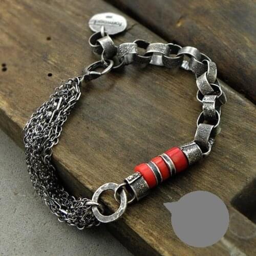 925 STERLING SILVER REAL CORAL ROCKY MALE CUSTOM BRACELET