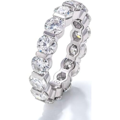 925 Sterling Silver Rings Full Turn Gemstone White Round ​Shape Moissanite Diamond Top VVS1 China Jewelry Wholesale Supplier