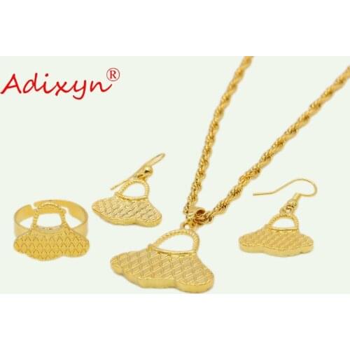 Adixyn PNG Cute Bag Necklaces/Earrings/Ring/Pendant Jewelry Sets for Womens New Papua Guinea Fashion Jewelry N11013