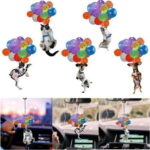 Acrylic Animal Cute Cat/dog Colorful Balloon Car Pendant Auto Rearview Mirror Pendant Birthday Gift Auto Hanging Decorations