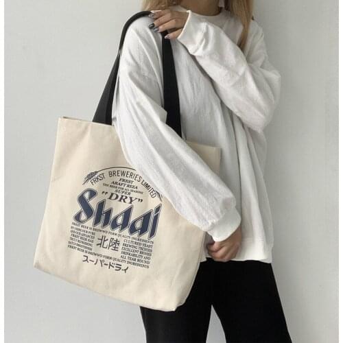 2020 New Canvas Large Tote Bag for Women Fashion Shoulder Shopper Japan Cartoon DRY Cotton Cloth Reuseable Shopping Bags