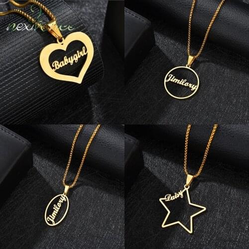 Nextvance Gold Heart Star Customized Name Personalized Necklace Stainless Steel Pendant Chain for Lover Women Anniversary Gifts