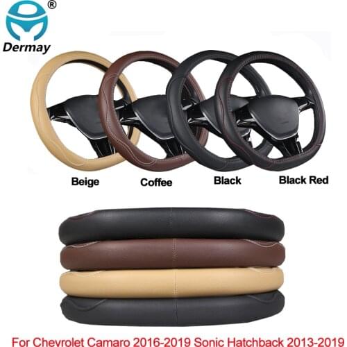 D Type Car Steering Wheel Cover PU Leather For Chevrolet Camaro 2016 2017 2018 2019 Sonic Hatchback 2013 2014 - 2019 Car Styling