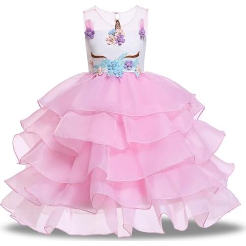 2021 Unicorn Party Dress Kids Dresses For Girls Children Clothing Princess Tutu Dress Girl Birthday Party Cosplay Dress 10 Year