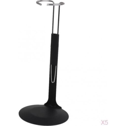 5Pcs Adjustable Height 1/6 Action Figure Doll Display Stand Holder C Type for 12'' Dolls Dollhouse Action Figures 10-14cm Black