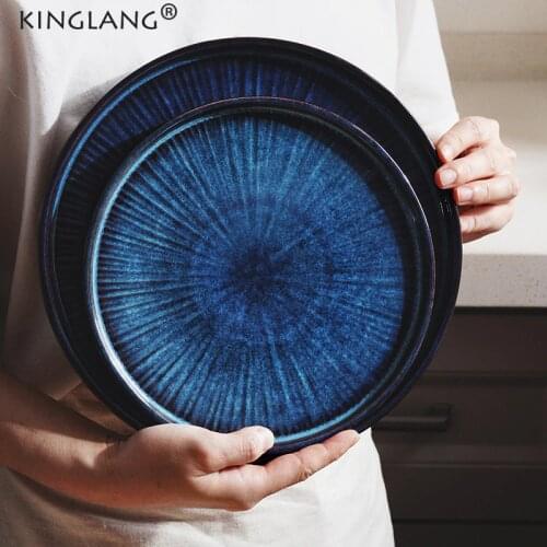 Kinglang Ceramic Plate New Color Main Dinner Plate Japanese Restaurant Steak Dish Tableware 2 Sizes