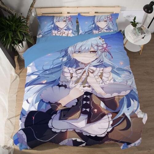 Rem Ram 3D Cartoon Anime Print Bedding Set Duvet Covers Pillowcases NEW Comforter Bedding Sets Bedclothes Bed Linen 20