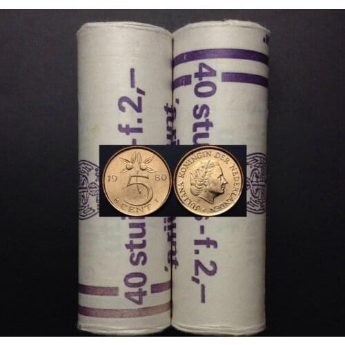 Netherlands 5 points 1980 100% Real Original Coin Uncirculated Unc Collect Coins 1 pcs