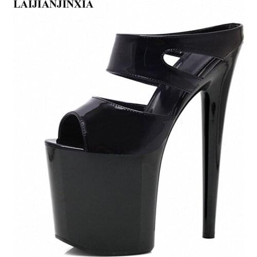 LAIJIANJINXIA New 20cm high-heeled shoes slippers Women shoes sexy clubbing high heels pole dancing 8 inch Super High High Heels