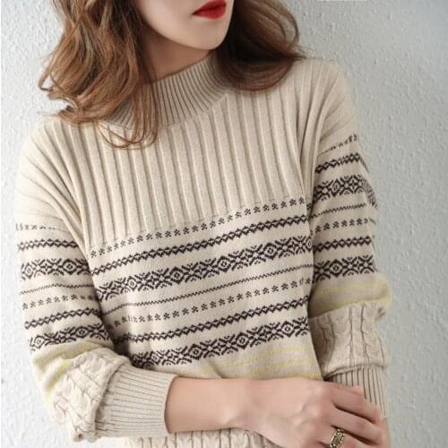 Autumn and winter new half-high collar cashmere sweater ladies sweater loose thick short pullover knit bottoming shirt