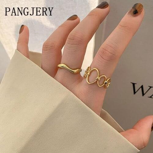 PANGJERY 925 Sterling Silver Rings for Women Fashion Simple Temperament Irregular Pattern Geometric Wedding Fine Jewelry Gifts