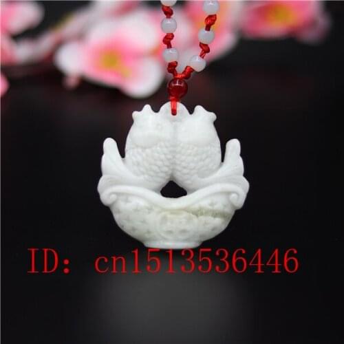 Natural White jade Fish Pendant Necklace Charm Jewellery Fashion Accessories Hand-carved Man Woman Lucky Amulet Gifts