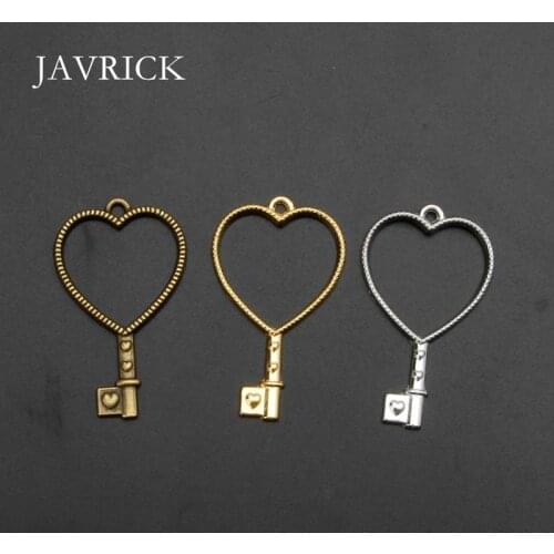 10Pcs Heart Key Pendant Press Flower UV Resin Blank Frame Bezel Craft Tool DIY Pendant Accessories Jewelry Making Tool