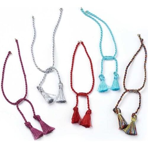 10pcs Polyester DIY Braided Bracelet Makings with Tassel for Jewelry Making DIY Findings 10-7/8"(270mm) Tassels: 23x6mm