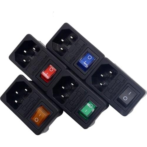 With 10A fuse ! Red blue Black orange Rocker Switch Fused IEC 320 C14 Inlet Power Socket Fuse Switch Connector Plug Connector