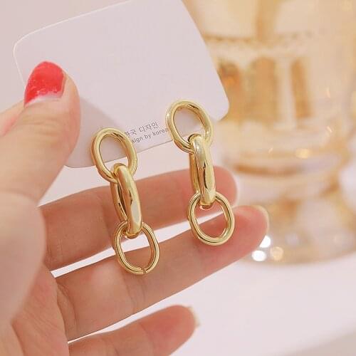 Chain Earrings For Women Korean Fashion Personality Geometry Hoop Woman Earrings Trendy Tide Jewelry Accessories Wholesale 2021
