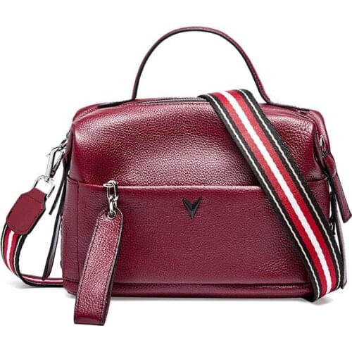 Women Crossbody Bag Feminina Genuine Leather Soft Leather Female Shoulder Bag Women Handbag Fashion Top-Handle Boston Bag