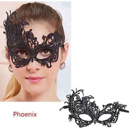 Mysterious halloween characters Fashion Mask Sexy Black Lace Hollow Mask Goggles Nightclub Queen Cutout Eye Mask for Masquerade