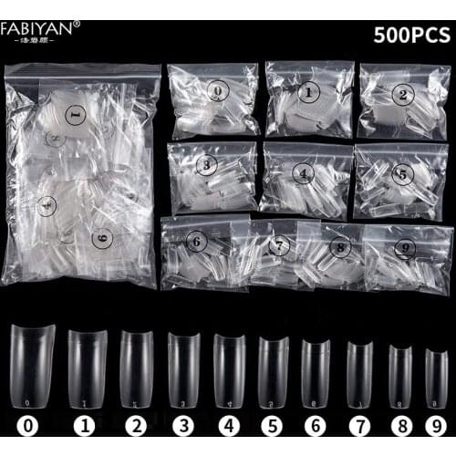 Nail Art Tips 500PCS Fake Nails Clear Natural Transparent French Acrylic UV Gel Manicures Half Artificial False Tools