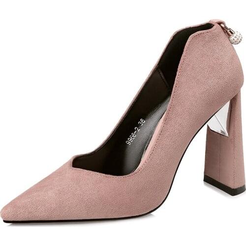 Pumps 2018 Autumn New Black Pointed Super High Heels Thick With Autumn Shoes Sexy Suede Matte Shallow Mouth Summer Womens Shoes